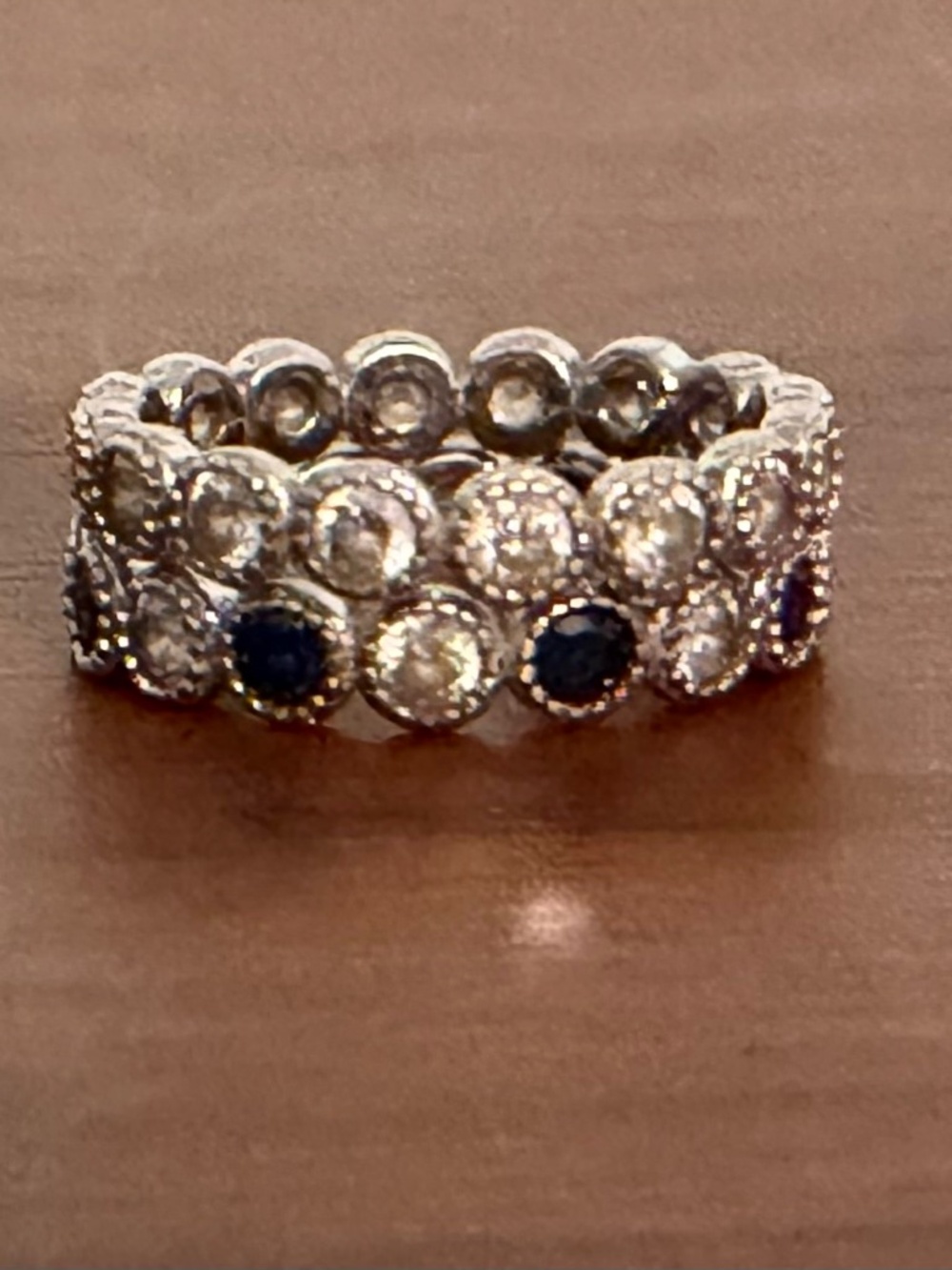 925 Sterling Silver Milgrain Eternity Ring Band Set - Size 10